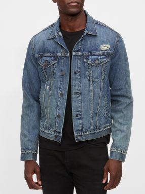 GAP modré džínsová pánska bunda Destroy Denim Icon galéria