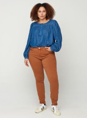 Hnedé skinny fit nohavice Zizzi