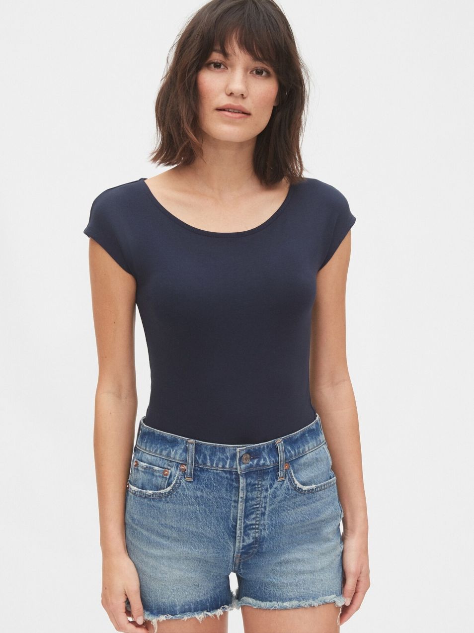 GAP modré dámske tričko modern boatneck