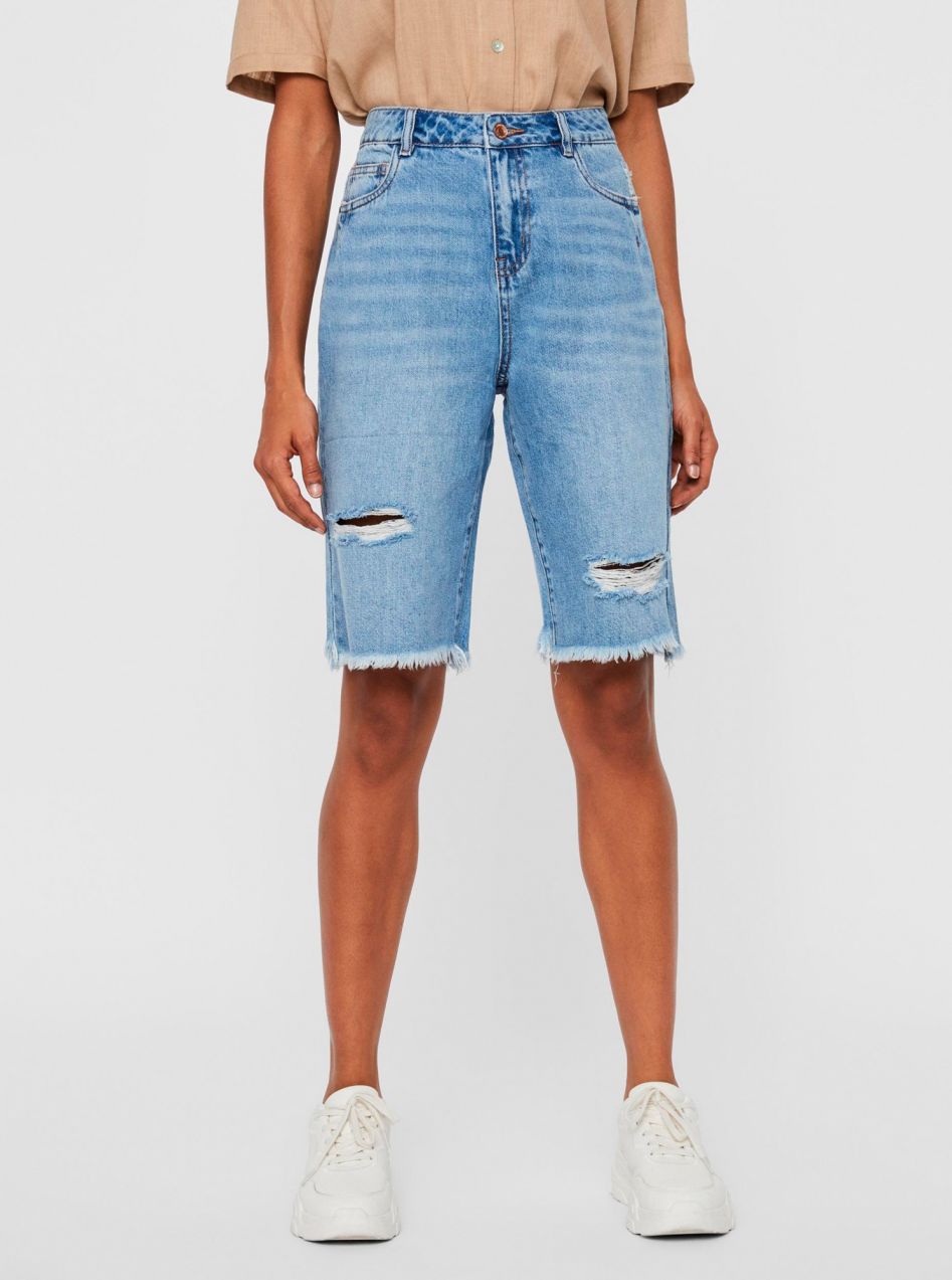 Modré rifľové kraťasy VERO MODA Carla