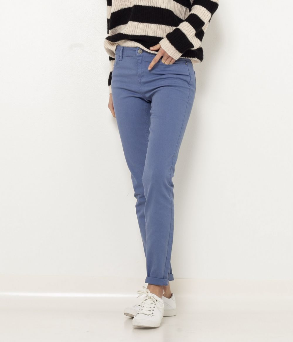 Modré slim fit nohavice CAMAIEU