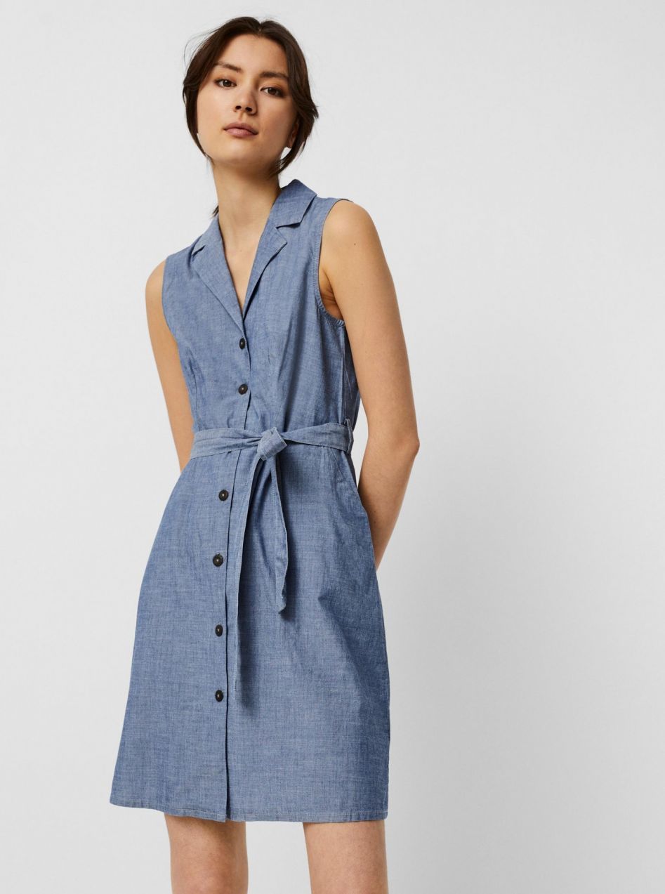 Vero Moda modré košeľové šaty Sandy