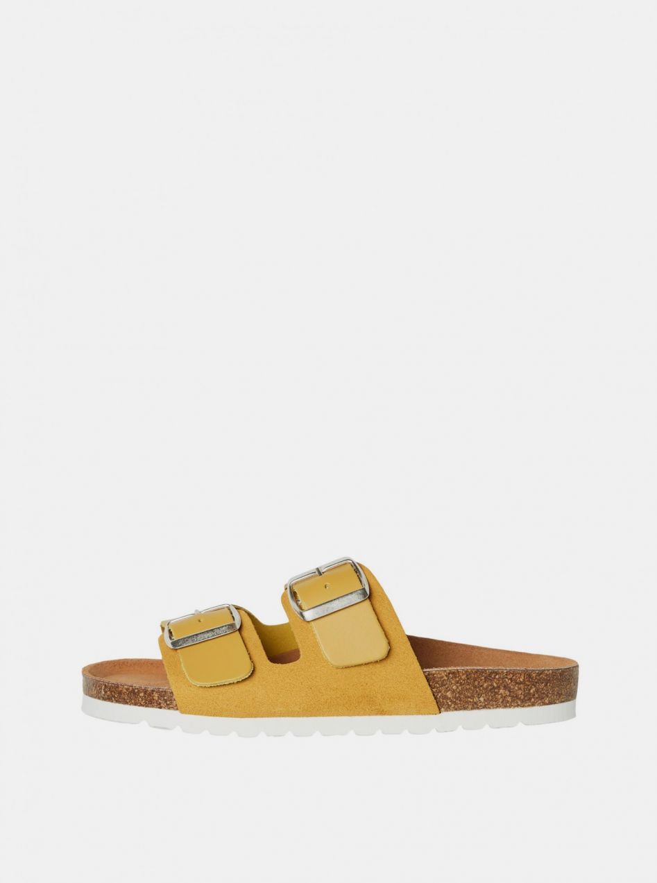 Vero Moda žlté kožené šľapky Carla