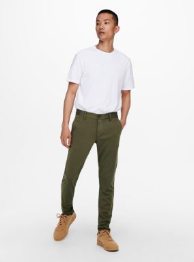ONLY & SONS khaki pánske nohavice Mark galéria