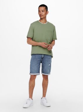 ONLY & SONS zelené pánske basic tričko Gavin galéria