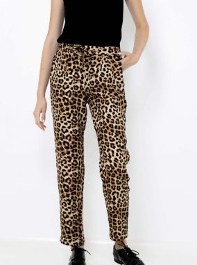 CAMAIEU béžové nohavice s leopardím vzorom