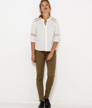 CAMAIEU khaki slim fit nohavice galéria
