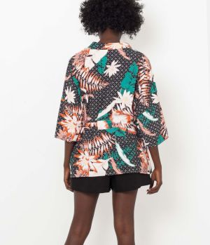 CAMAIEU kvetované kimono so zaväzovaním galéria