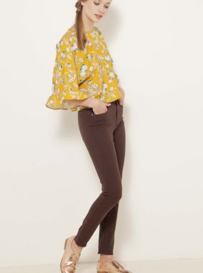 CAMAIEU hnedé skinny fit nohavice galéria