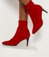CAMAIEU červené členkové topánky na podpätku v semišovej úprave galéria