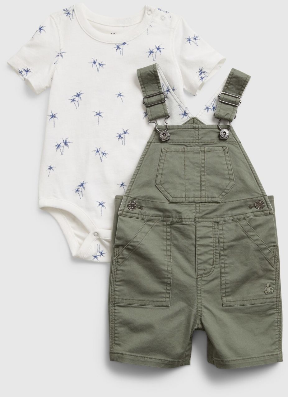 Baby set woven Shortall set Zelená