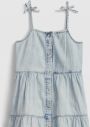 Detské šaty denim acid tiered dress Modrá galéria