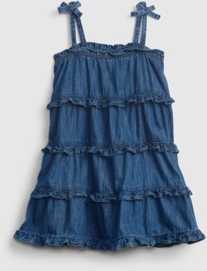 Detské šaty denim tiered dress Modrá