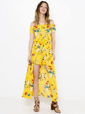 Žltý kvetovaný overal so sukňou CAMAIEU galéria