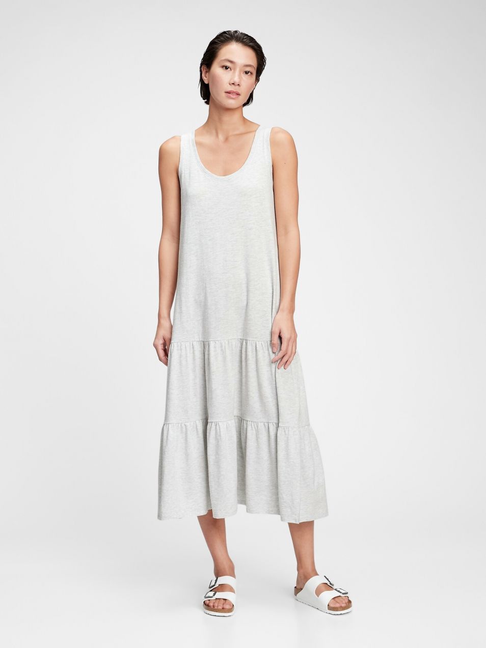 GAP sivé šaty sl tiered maxi dress