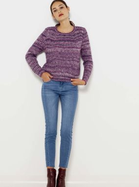 Modré skrátené skinny džínsy Camaieu galéria