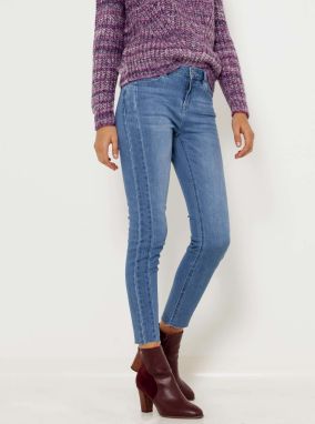Modré skrátené skinny džínsy Camaieu galéria