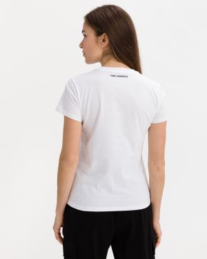Tričká s krátkym rukávom pre ženy KARL LAGERFELD - biela galéria