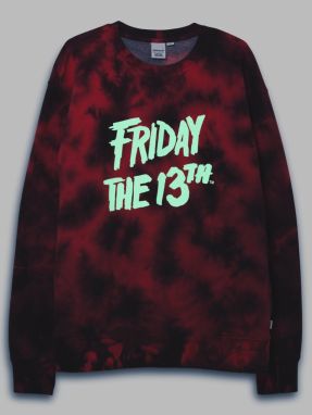 Čierno-červená dámska vzorovaná mikina s potlačou VANS Friday the 13th galéria