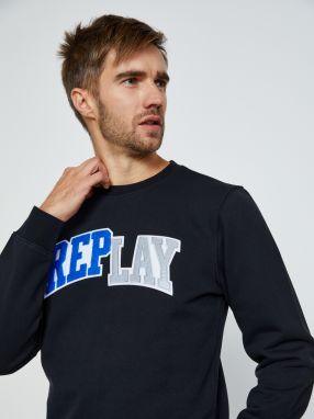 Mikiny bez kapuce pre mužov Replay - čierna galéria
