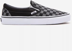 Šedo-čierne pánske kockované slip on tenisky VANS Classic