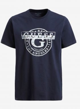 Tričká s krátkym rukávom pre mužov Guess - tmavomodrá galéria