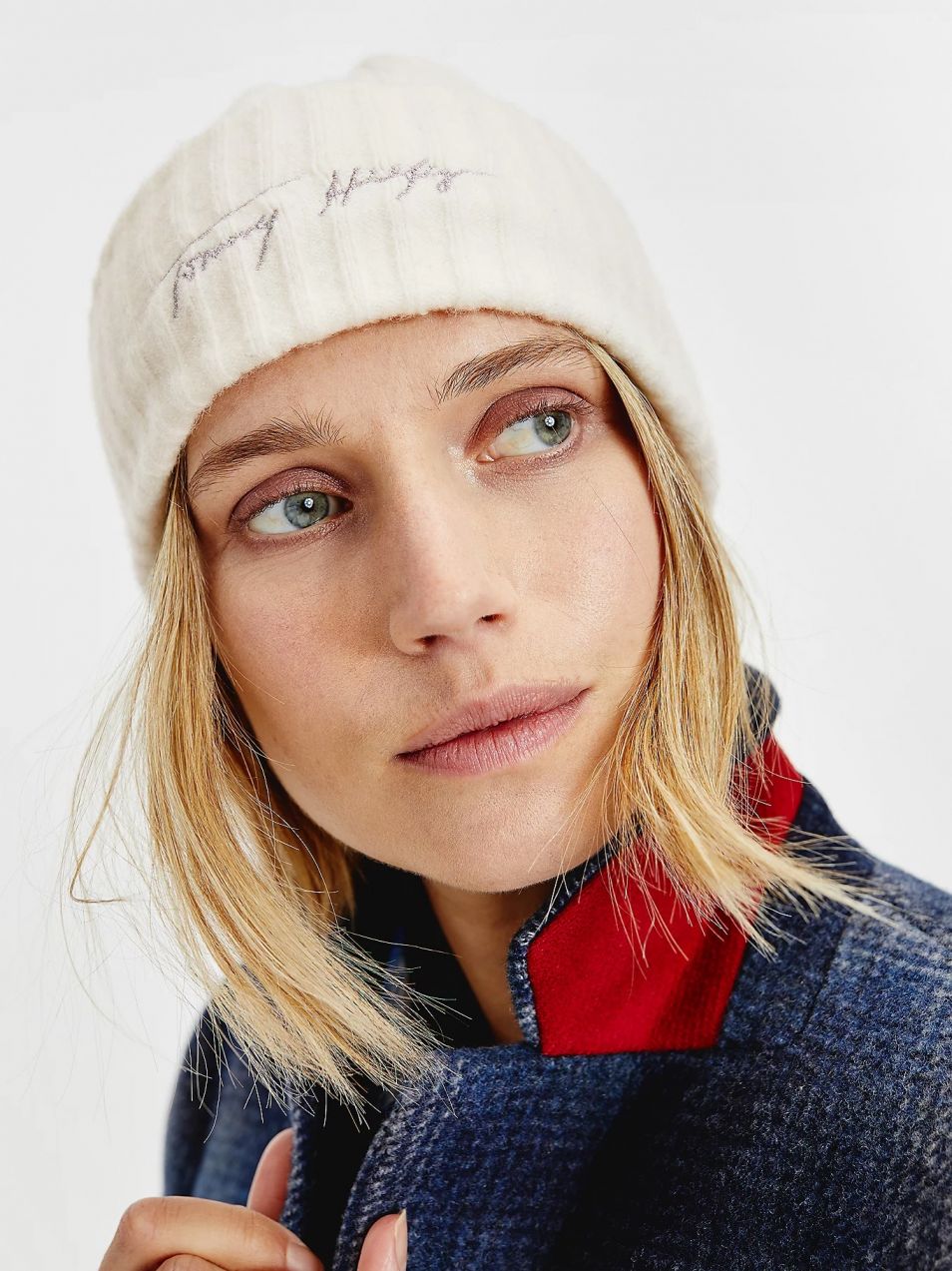 Krémová dámska rebrovaná vlnená čiapka Tommy Hilfiger Signature Fresh Beanie