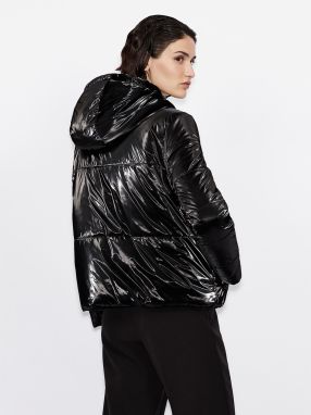 Čierna prešívaná obojstranná zimná bunda pre ženy Armani Exchange galéria