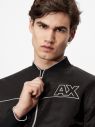 Čierny pánsky kožený bomber s povrchovou úpravou Armani Exchange galéria