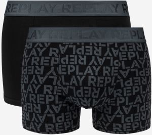 Boxerky Style 3 T/C s celoplošným logom 2 ks - antracit/čierna Replay