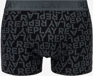 Boxerky Style 3 T/C s celoplošným logom 2 ks - antracit/čierna Replay galéria