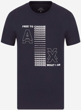Tričká s krátkym rukávom pre mužov Armani Exchange - tmavomodrá galéria