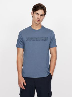 Modré pánske tričko s nápisom Armani Exchange