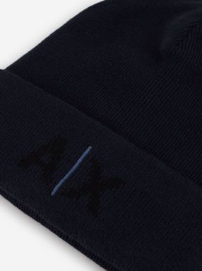 Tmavomodrá pánska vzorovaná zimná čiapka Armani Exchange galéria