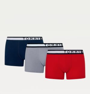 Sada troch boxeriek v modrej, šedej a červenej farbe Tommy Hilfiger