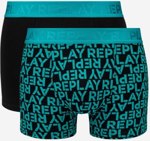 Boxerky Style 3 T/C s celoplošným logom 2ks - Emerald/Black Replay