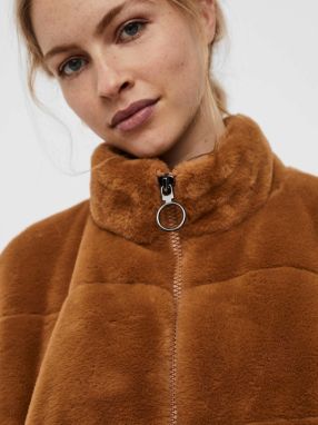 Hnedá bunda z umelého kožúšku VERO MODA Lyon galéria