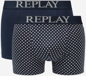 Boxerky Style 7 Cuff Logo&Print 2Pcs Box - Dark Blue/Light Grey Replay