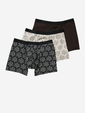 Sada troch pánskych vzorovaných boxeriek v hnedej, bielej a čiernej farbe Scotch & Soda