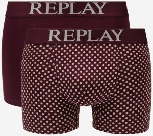 Boxerky Style 7 Cuff Logo&Print 2Pcs Box - Bordeaux/Light Grey Replay