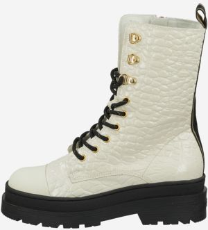 Krémové jesenné topánky Scotch & Soda Aubri Mid Boot Off Wht Croco