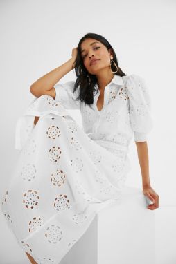 Desigual biele šaty Noria s madeirou