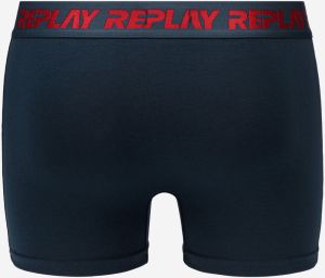 Boxerky Style Boxer 6 T/C Metallic Cuff 2Pcs Box - Dark Blue/Black/Red Replay galéria