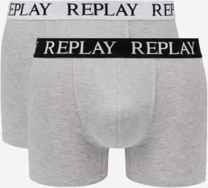 Boxerky Boxer Style 01/C Basic Cuff Logo 2Pcs Box - Medium Grey Mel/White Replay