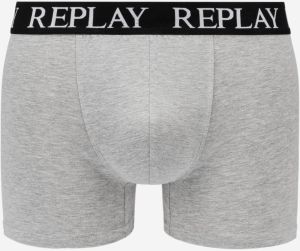 Boxerky Boxer Style 01/C Basic Cuff Logo 2Pcs Box - Medium Grey Mel/White Replay galéria