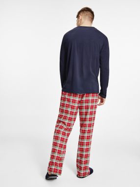 Sada modro-červeného kockovaného pyžama s modrými papučami Tommy Hilfiger galéria