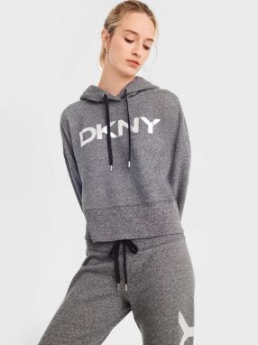 Šedá dámska mikina s kapucou DKNY Exploded Logo