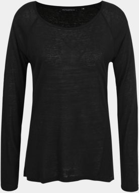 Čierne dámske tričko s prímesou ľanu METROOPOLIS Elfie galéria