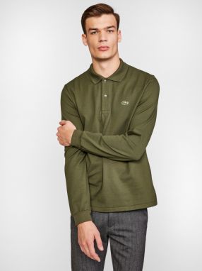 Zelené pánske polo tričko s dlhým rukávom Lacoste