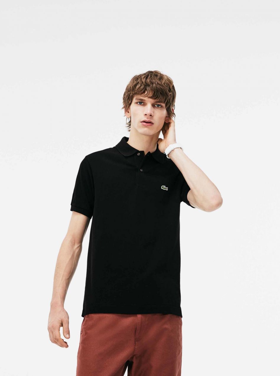 Čierna pánska basic polokošeľa Lacoste